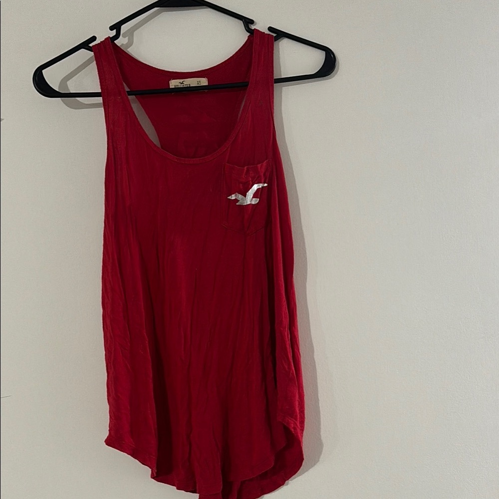 Hollister Red Sleeveless Tank Top with Scoop Neckline